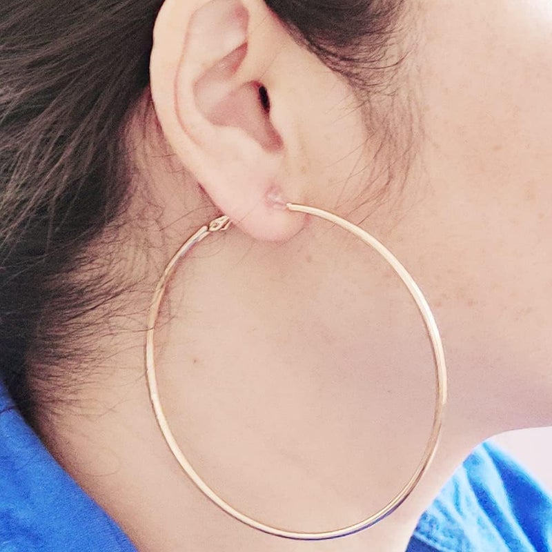 CSIYANJRY99 Gold Clip On Hoop Earrings Non Piercing Nightclub DJ Big Hoop Earrings for Women - Image 5